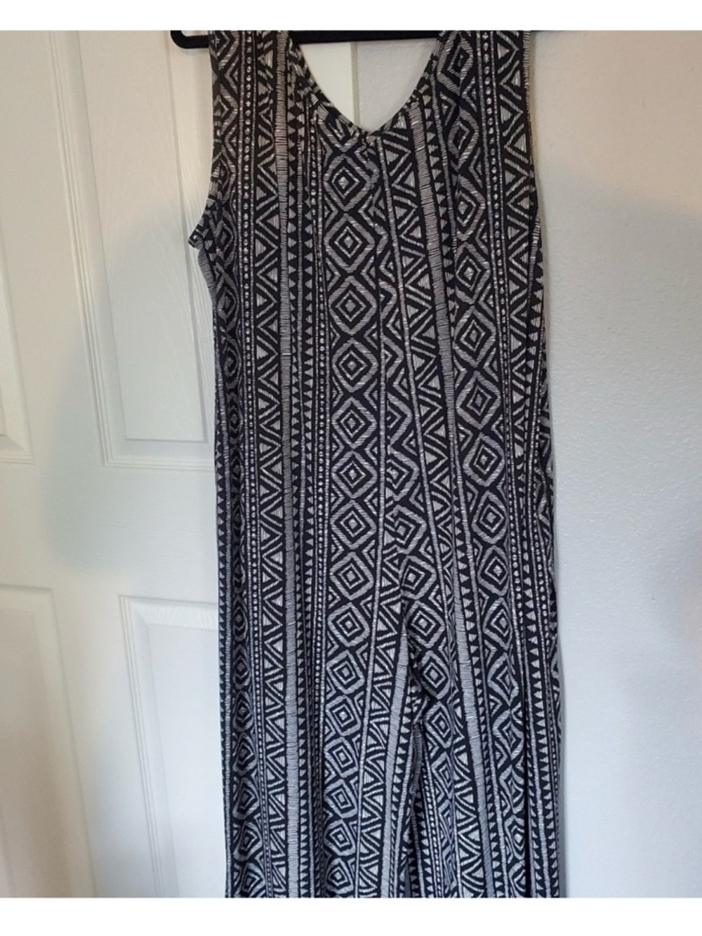 LuLaRoe Black & White Geometric Sleeveless Jumpsuit